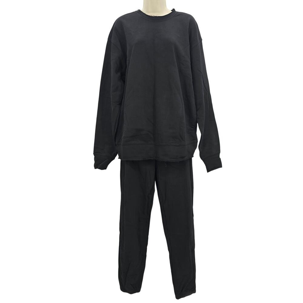 Naked Wardrobe Womans size S Boxy Oversized Sweatsuit 2 Piece Set Black NWOT